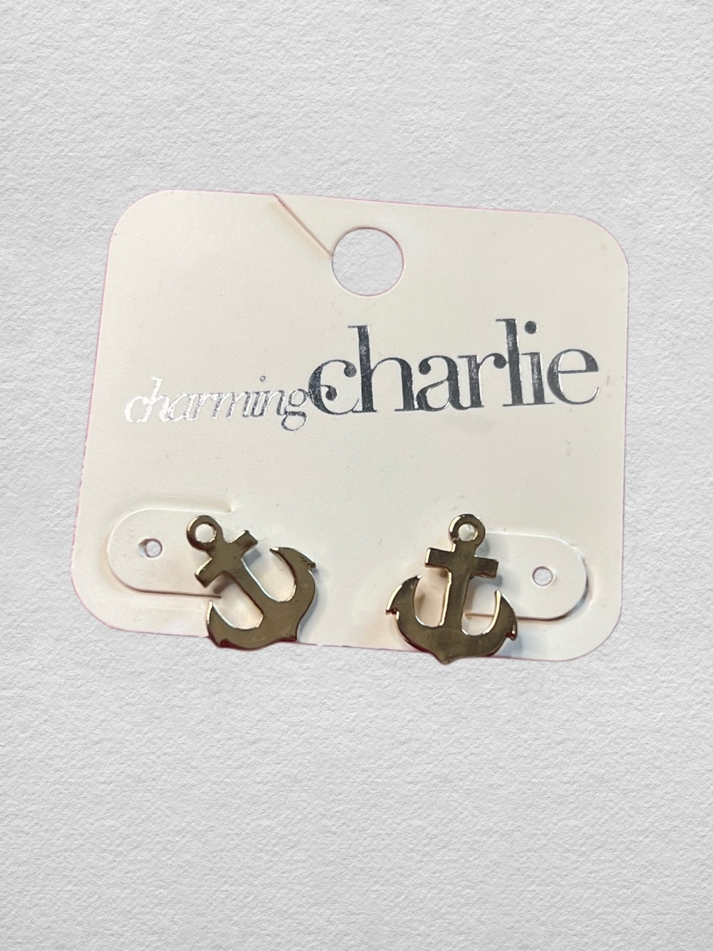 Gold Anchor Stud Earrings